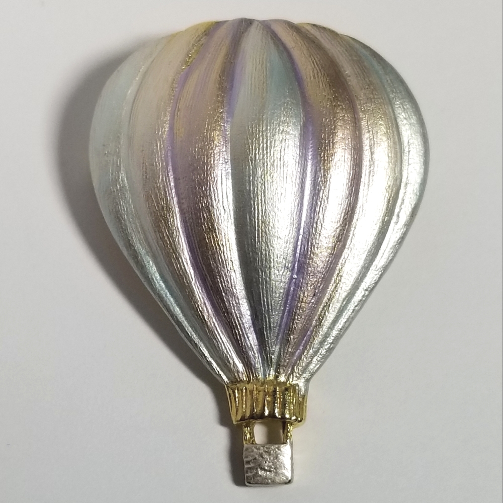 Vintage hot air balloon brooch pastel pin flying jewelry